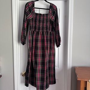 J. Crew Factory Cotton Poplin Smocked Midi Dress